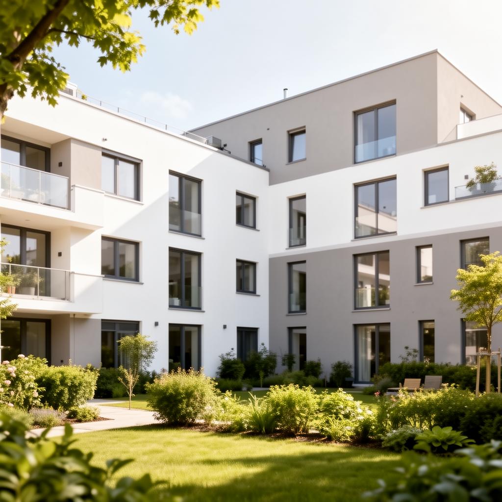 Modernes Mehrfamilienhaus mit gepflegtem Garten